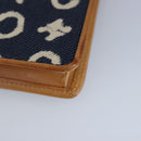 CELINE C Macadam Canvas Shoulder Bag Blue Gold Auth 98223-17