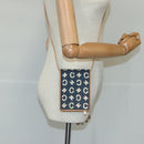 CELINE C Macadam Canvas Shoulder Bag Blue Gold Auth 98223-22