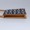 CELINE C Macadam Canvas Shoulder Bag Blue Gold Auth 98223-3