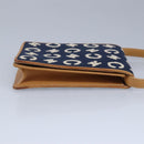 CELINE C Macadam Canvas Shoulder Bag Blue Gold Auth 98223-4