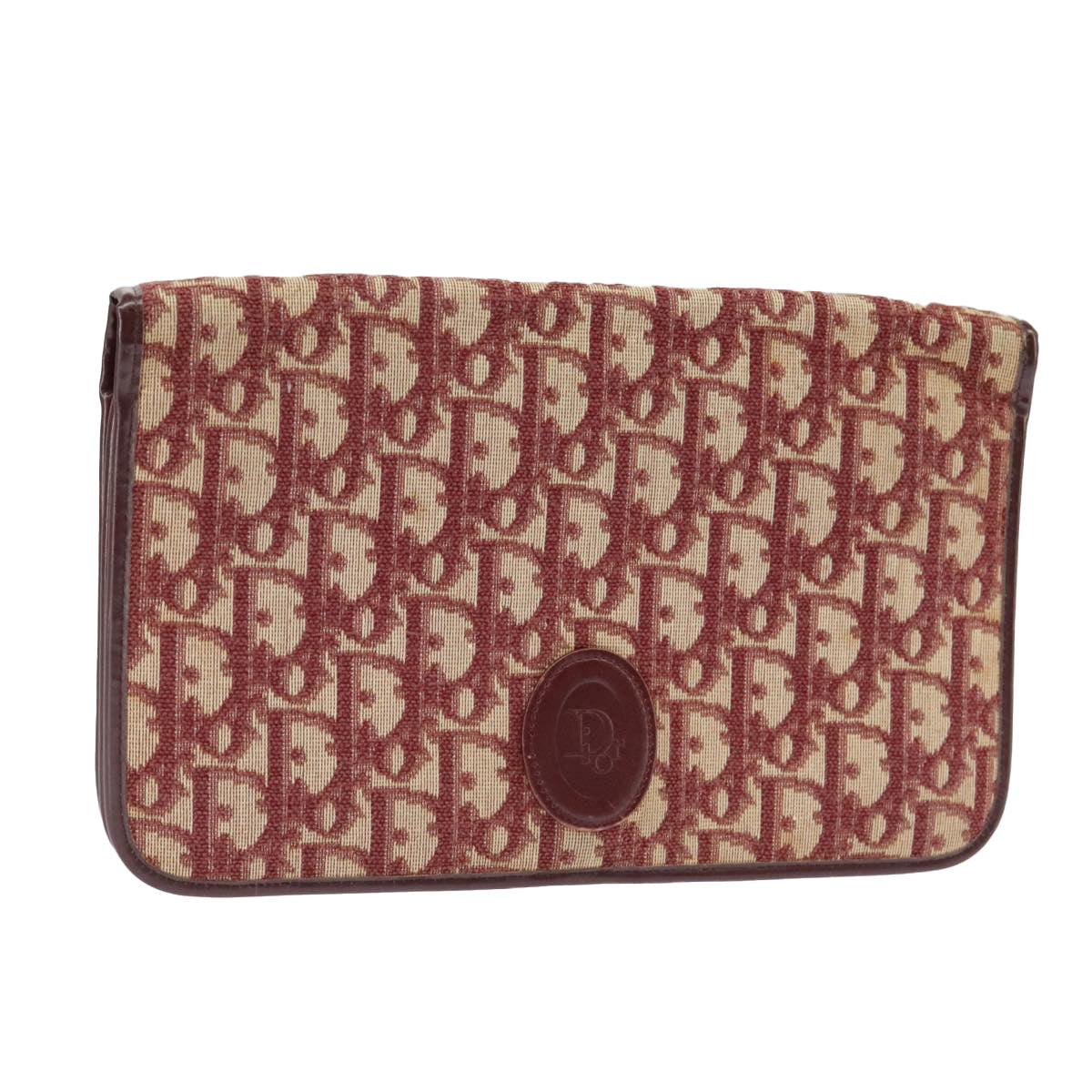 Christian Dior Trotter Canvas Clutch Bag Red Auth 98224