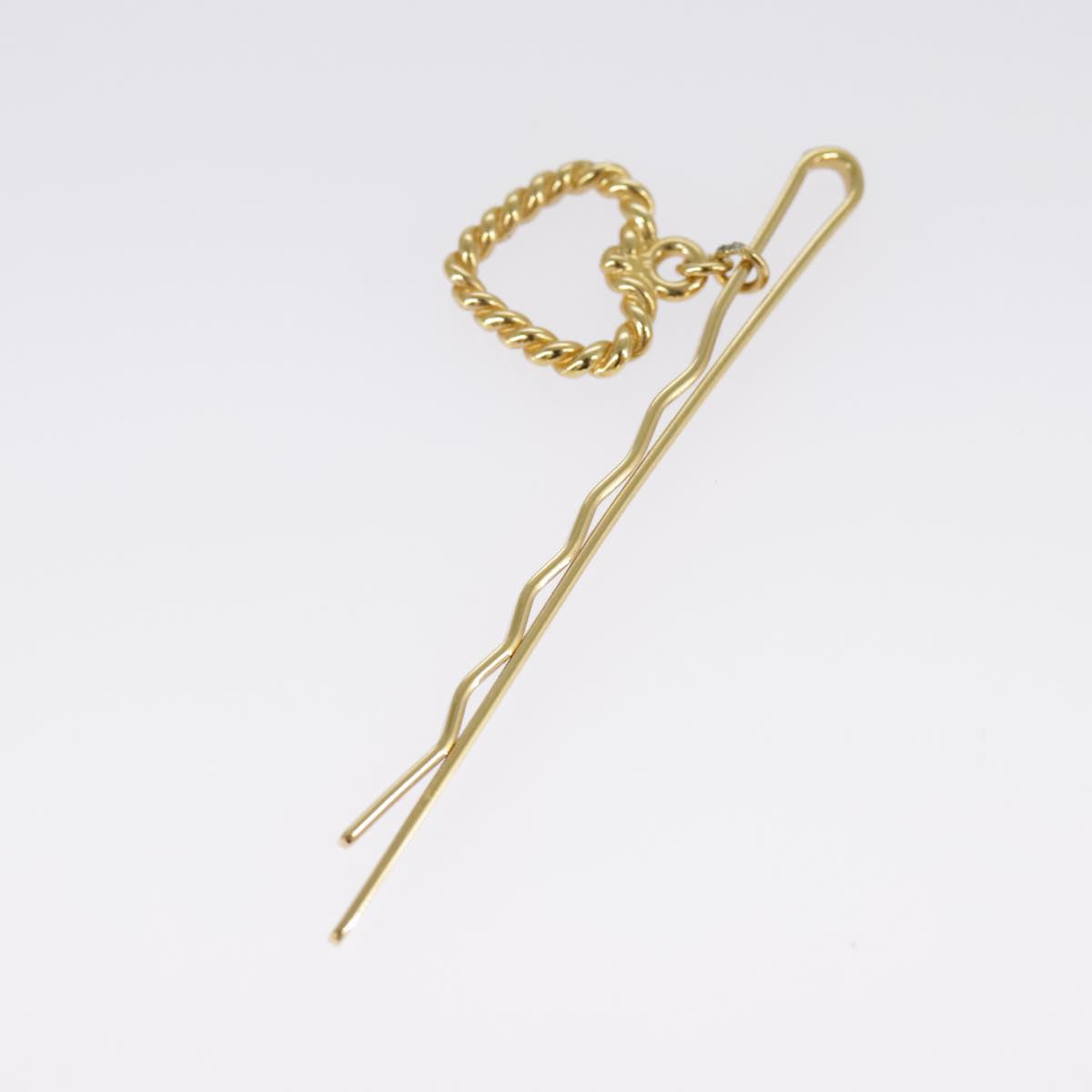 LOUIS VUITTON Hairpin metal 3Set Gold LV Auth 98225