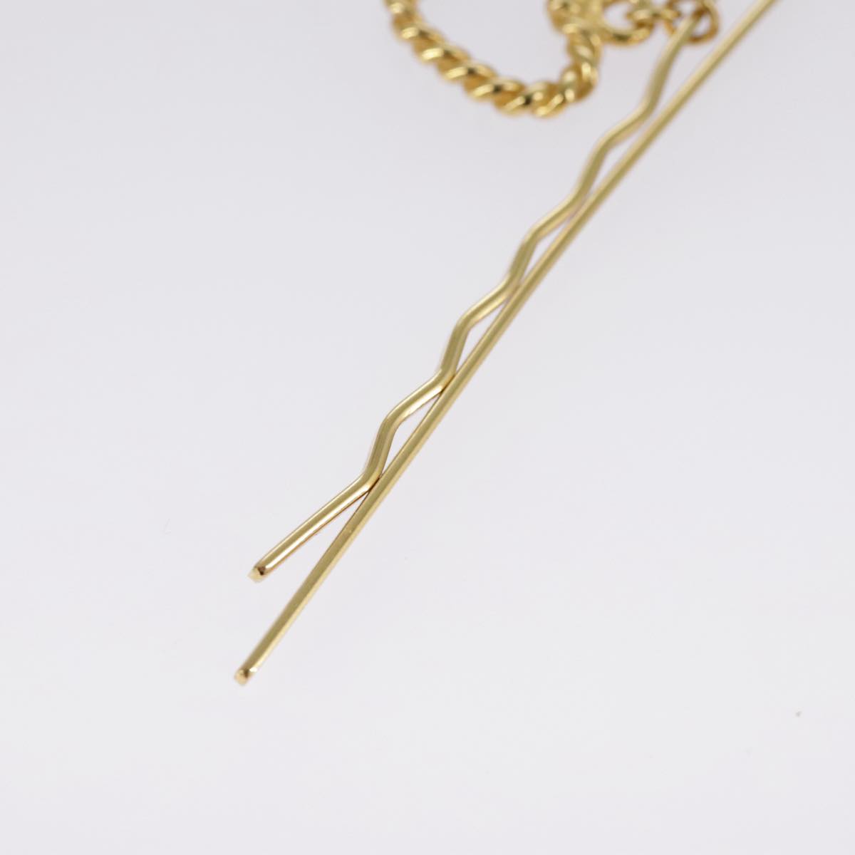 LOUIS VUITTON Hairpin metal 3Set Gold LV Auth 98225