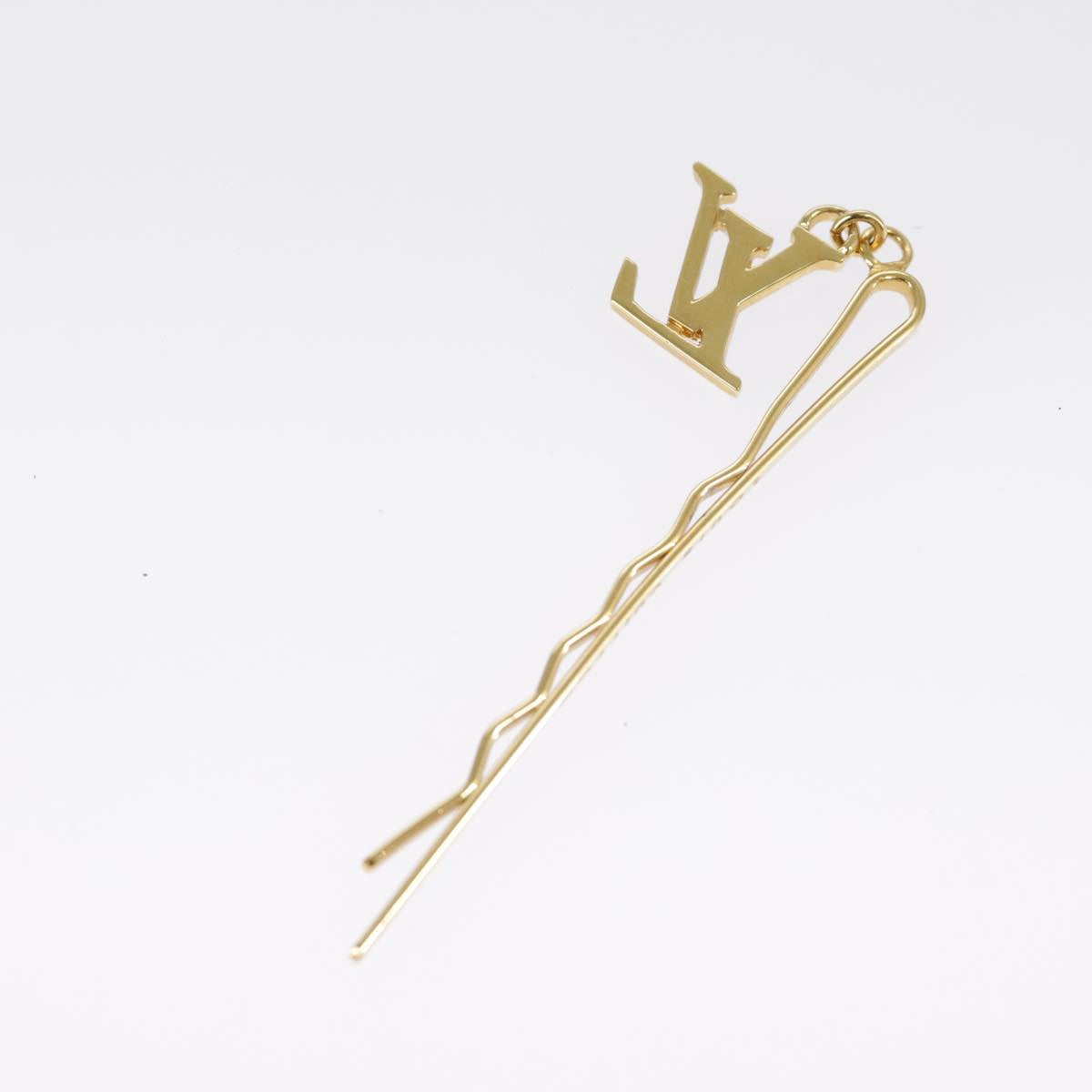 LOUIS VUITTON Hairpin metal 3Set Gold LV Auth 98225