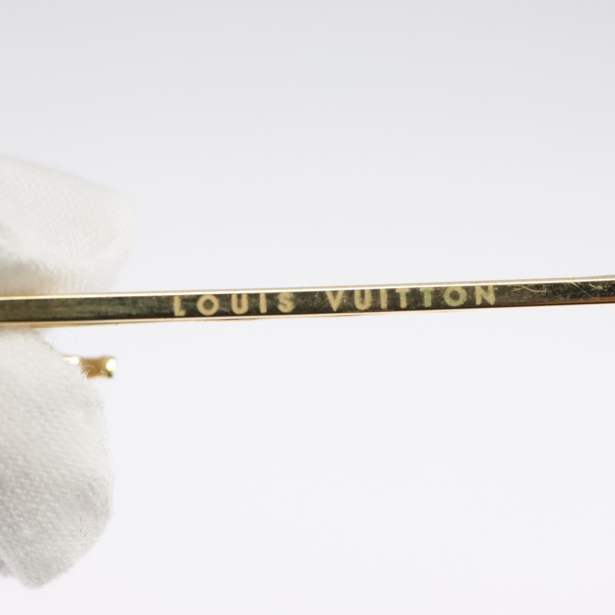 LOUIS VUITTON Hairpin metal 3Set Gold LV Auth 98225