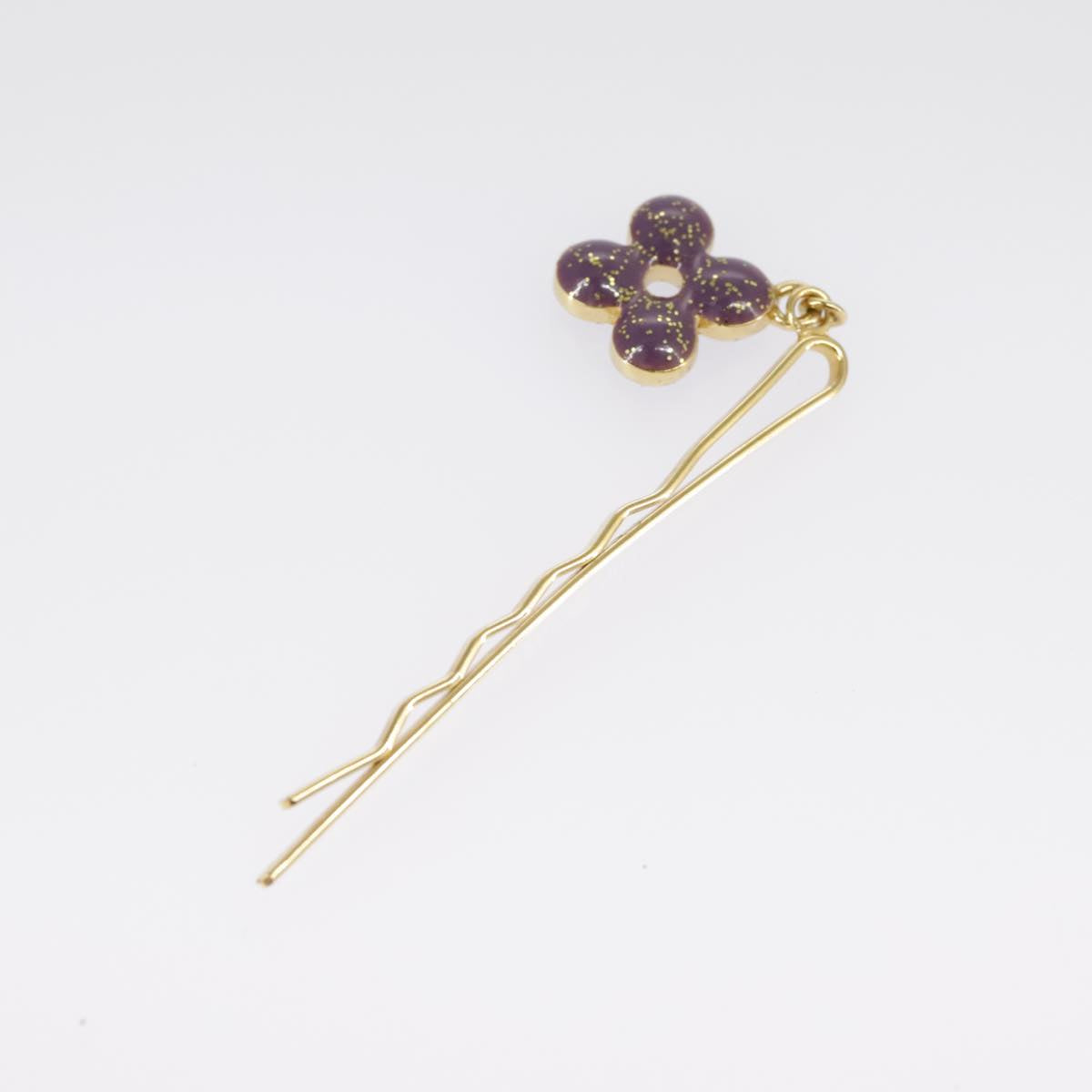 LOUIS VUITTON Hairpin metal 3Set Gold LV Auth 98225