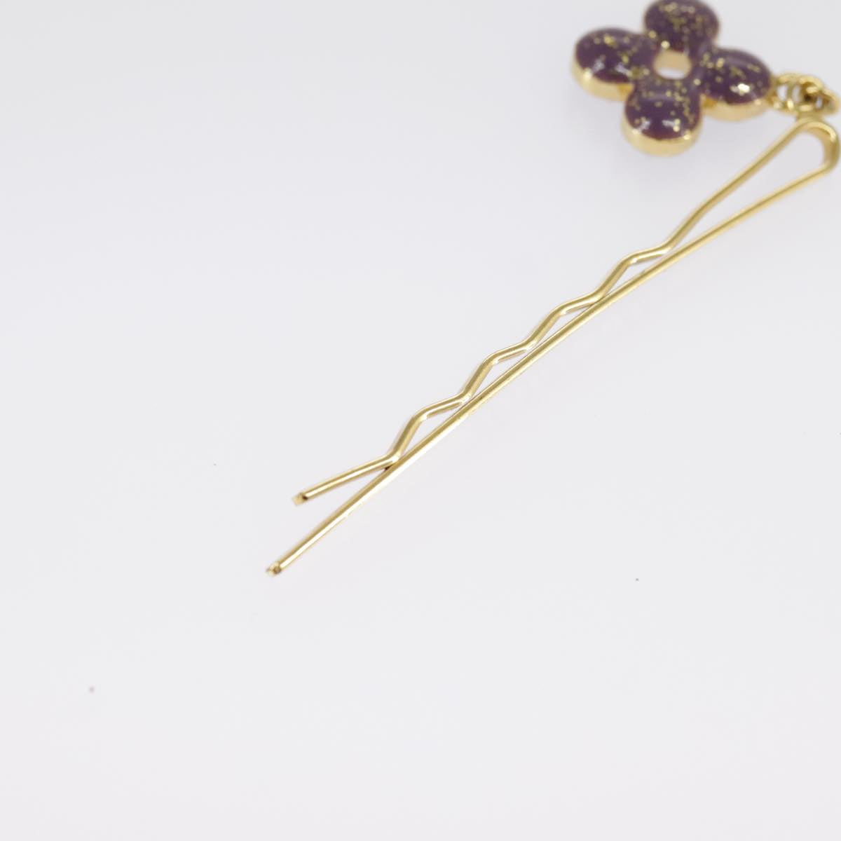 LOUIS VUITTON Hairpin metal 3Set Gold LV Auth 98225