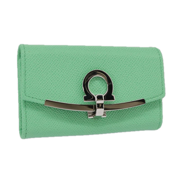 Salvatore Ferragamo Gancini Key Case Leather Peppermint Auth 98227