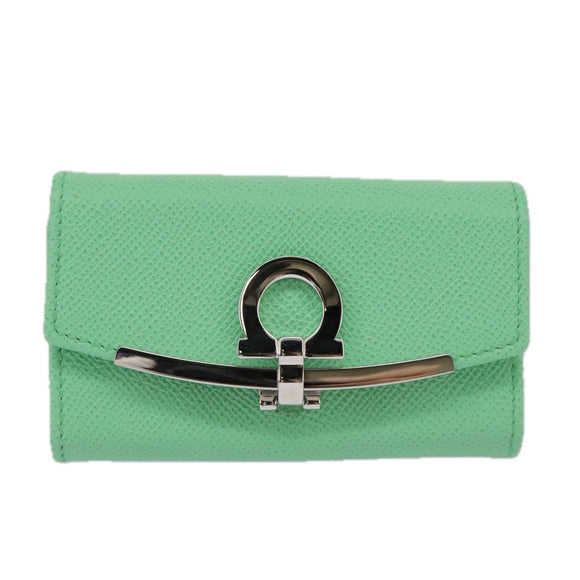 Salvatore Ferragamo Gancini Key Case Leather Peppermint Auth 98227