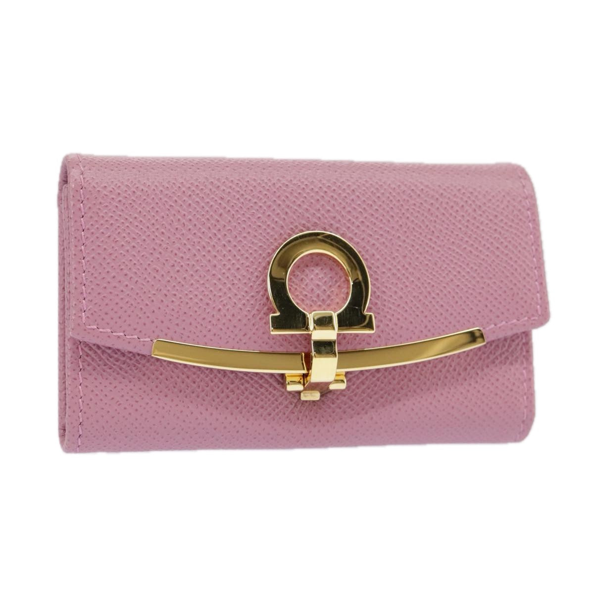 Salvatore Ferragamo Gancini Key Case Leather Pink Auth 98228