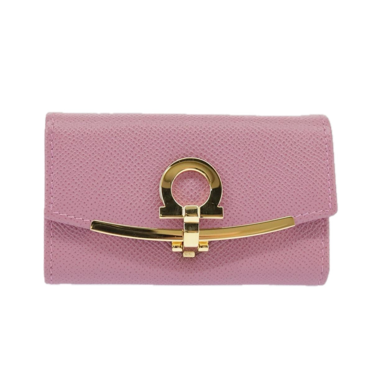 Salvatore Ferragamo Gancini Key Case Leather Pink Auth 98228