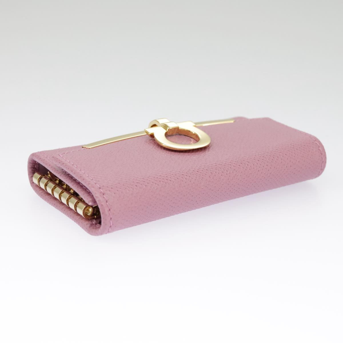 Salvatore Ferragamo Gancini Key Case Leather Pink Auth 98228