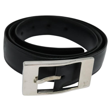 LOUIS VUITTON Belt Leather 29.9""-34.3"" Black Silver M9831 LV Auth 98233