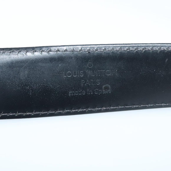 LOUIS VUITTON Belt Leather 29.9""-34.3"" Black Silver M9831 LV Auth 98233