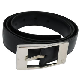 LOUIS VUITTON Belt Leather 29.9""""""""-34.3"""""""" Black Silver M9831 LV Auth 98233