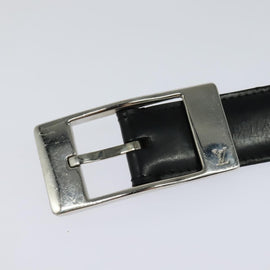 LOUIS VUITTON Belt Leather 29.9""-34.3"" Black Silver M9831 LV Auth 98233 - 0