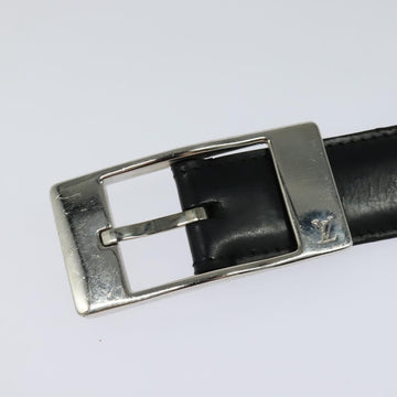 LOUIS VUITTON Belt Leather 29.9""-34.3"" Black Silver M9831 LV Auth 98233 - 0