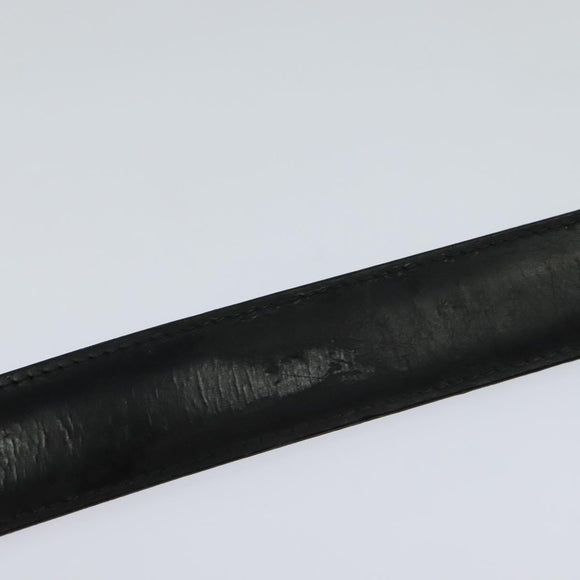 LOUIS VUITTON Belt Leather 29.9""-34.3"" Black Silver M9831 LV Auth 98233