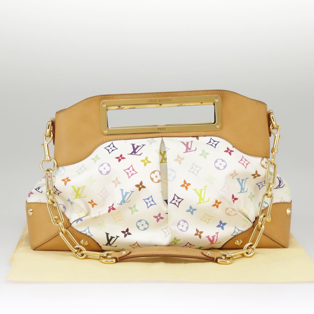 LOUIS VUITTON Monogram Multicolor Judy GM Shoulder Bag White M40253 Auth 98245A