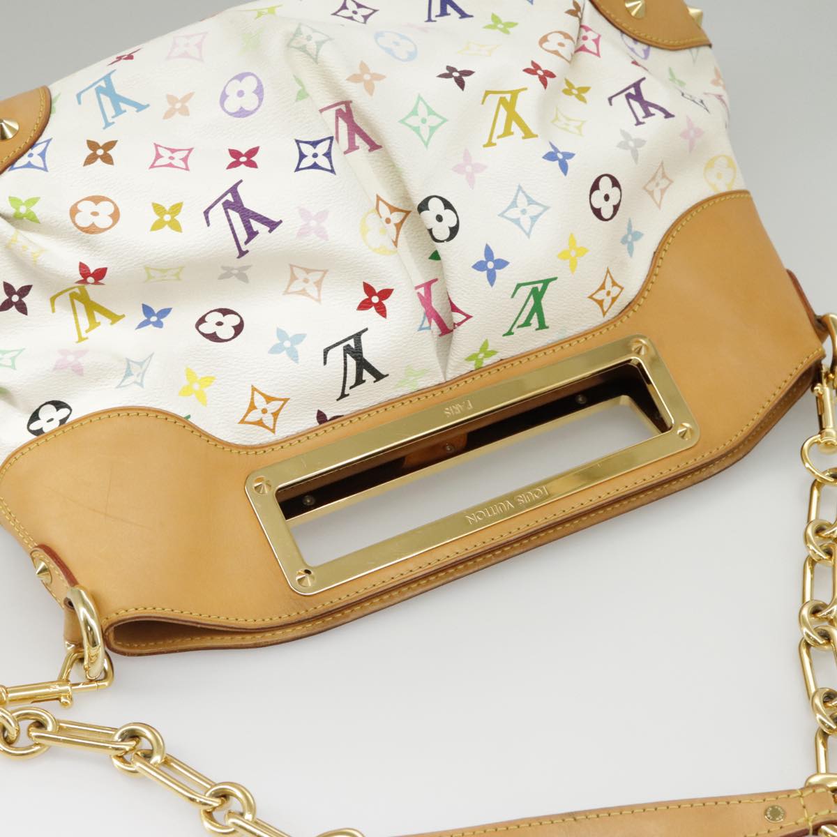 LOUIS VUITTON Monogram Multicolor Judy GM Shoulder Bag White M40253 Auth 98245A