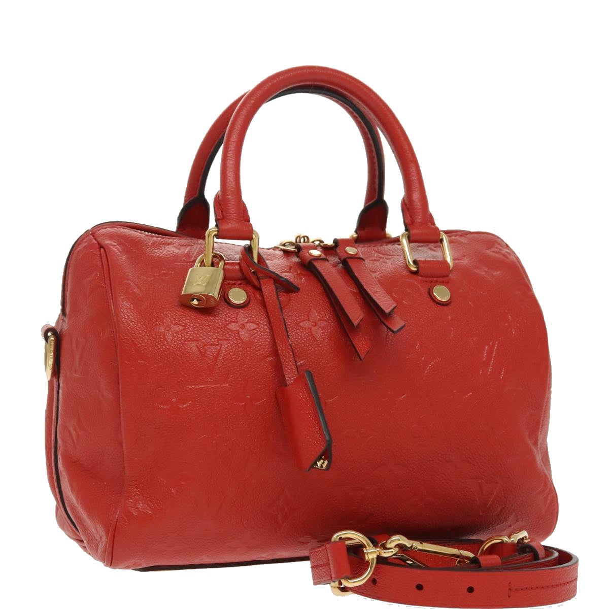 LOUIS VUITTON Empreinte Speedy Bandouliere 25 Bag 2way Scarlet M44145 Auth 98256