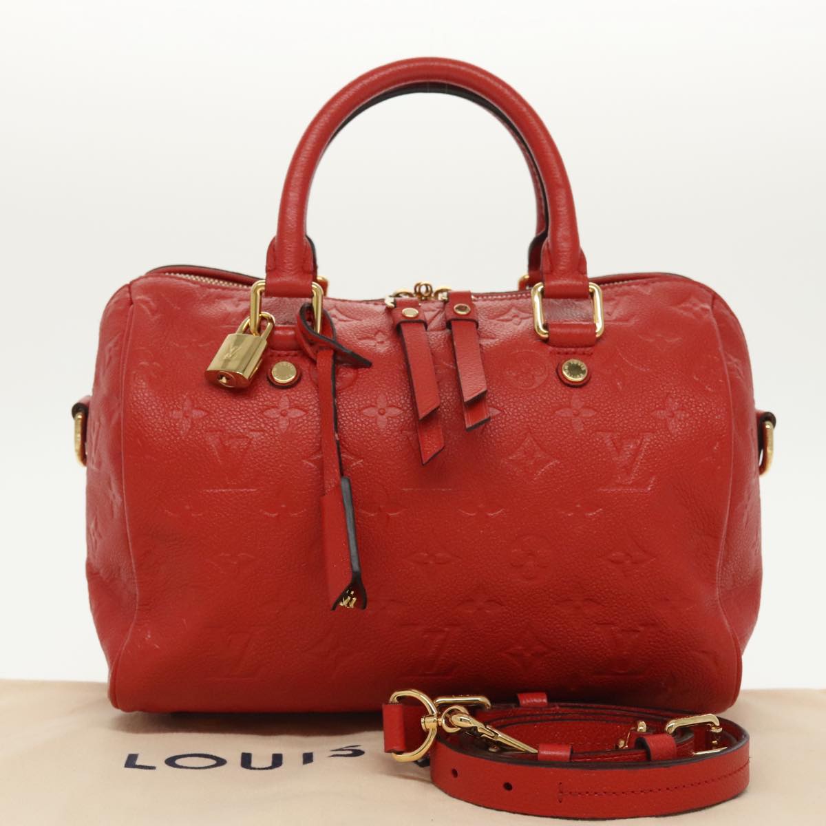 LOUIS VUITTON Empreinte Speedy Bandouliere 25 Bag 2way Scarlet M44145 Auth 98256