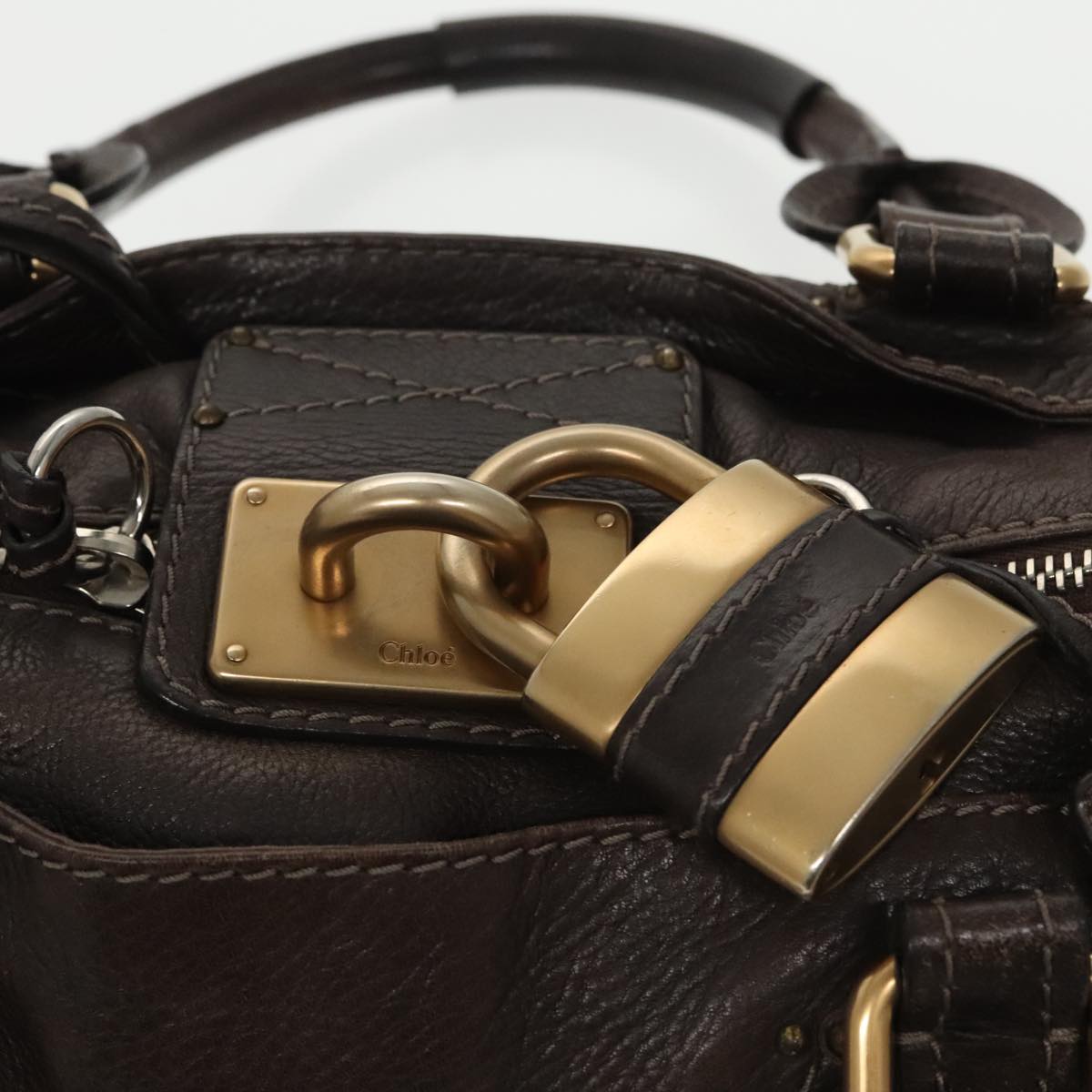 Chloe Paddington Hand Bag Leather Brown Gold Auth 98287