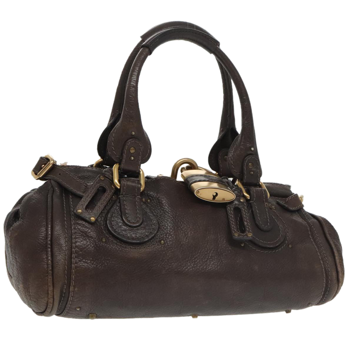 Chloe Paddington Hand Bag Leather Brown Gold Auth 98287