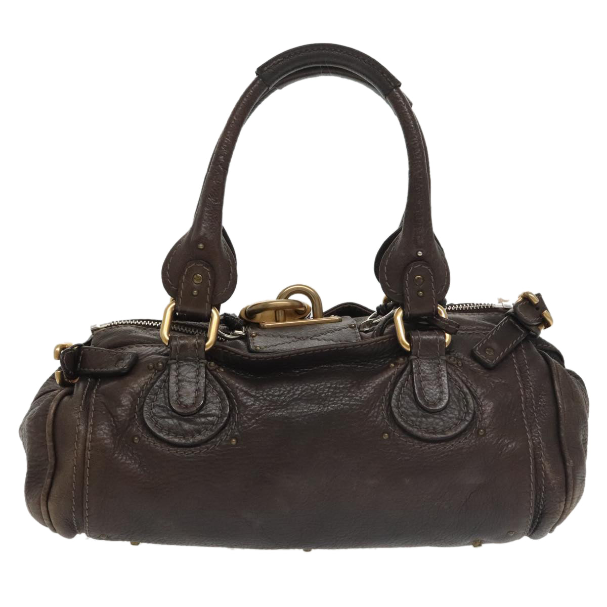 Chloe Paddington Hand Bag Leather Brown Gold Auth 98287