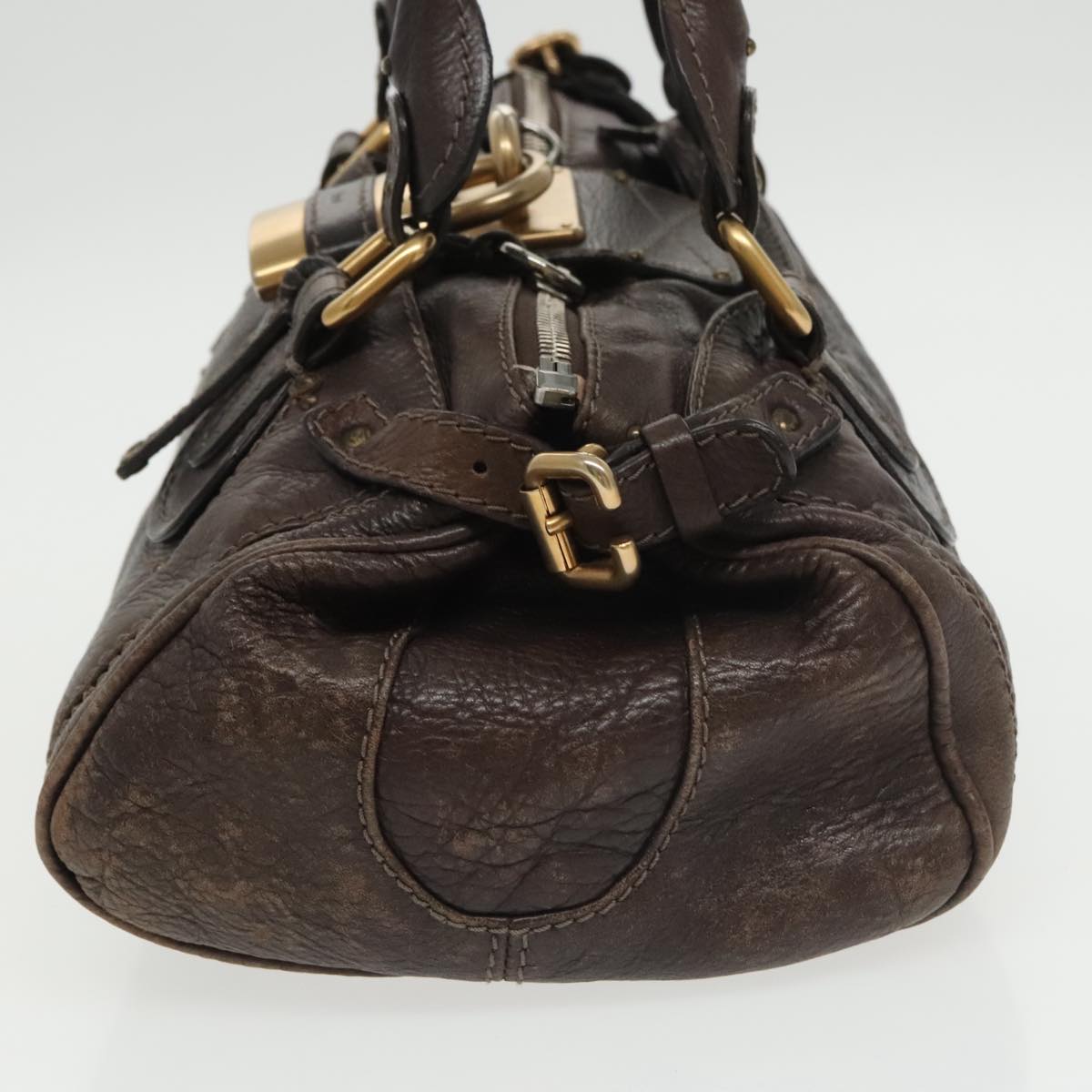 Chloe Paddington Hand Bag Leather Brown Gold Auth 98287