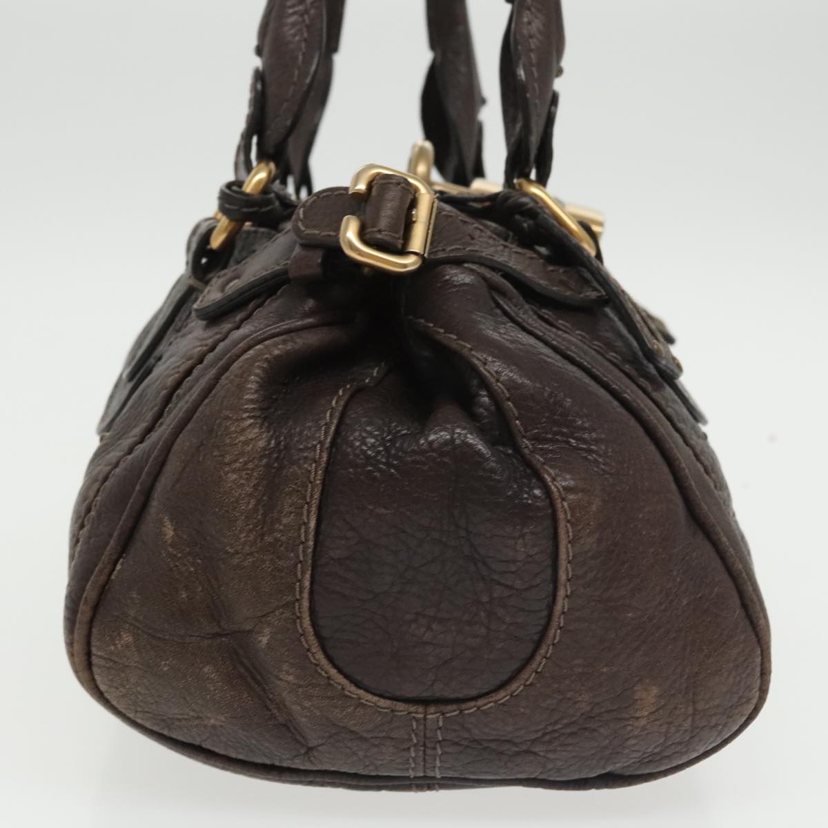 Chloe Paddington Hand Bag Leather Brown Gold Auth 98287