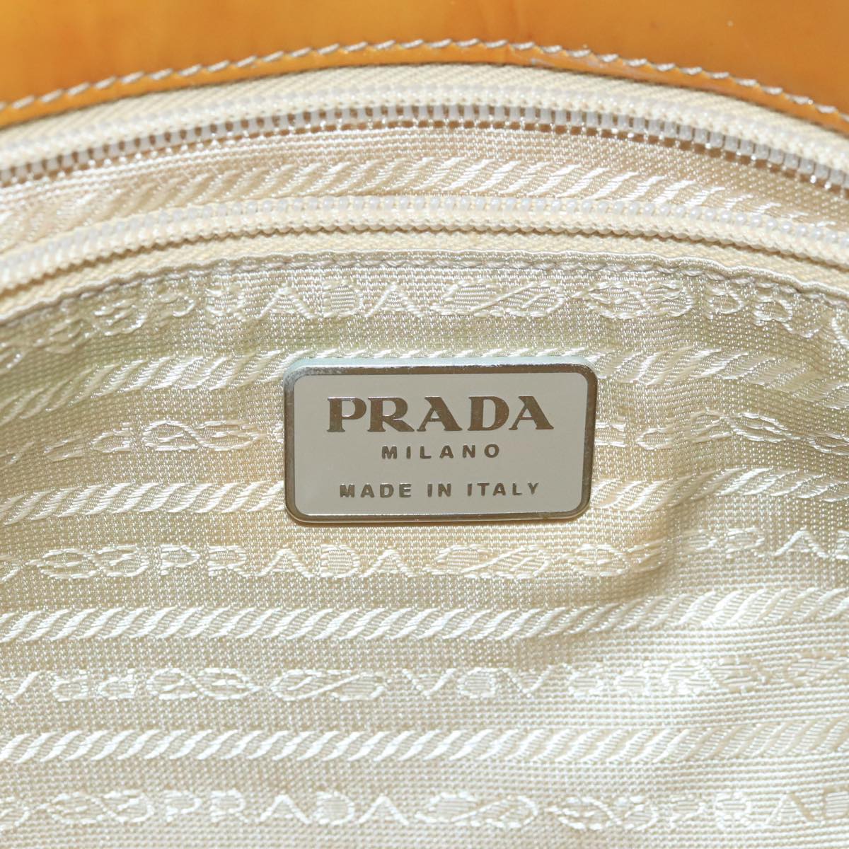 PRADA Shoulder Bag Nylon Beige Silver Auth 98297