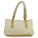 PRADA Shoulder Bag Nylon Beige Silver Auth 98297-3