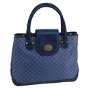 CELINE Macadam Canvas Hand Bag Blue Gold Auth 98298-1