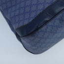 CELINE Macadam Canvas Hand Bag Blue Gold Auth 98298-14