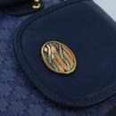 CELINE Macadam Canvas Hand Bag Blue Gold Auth 98298-17