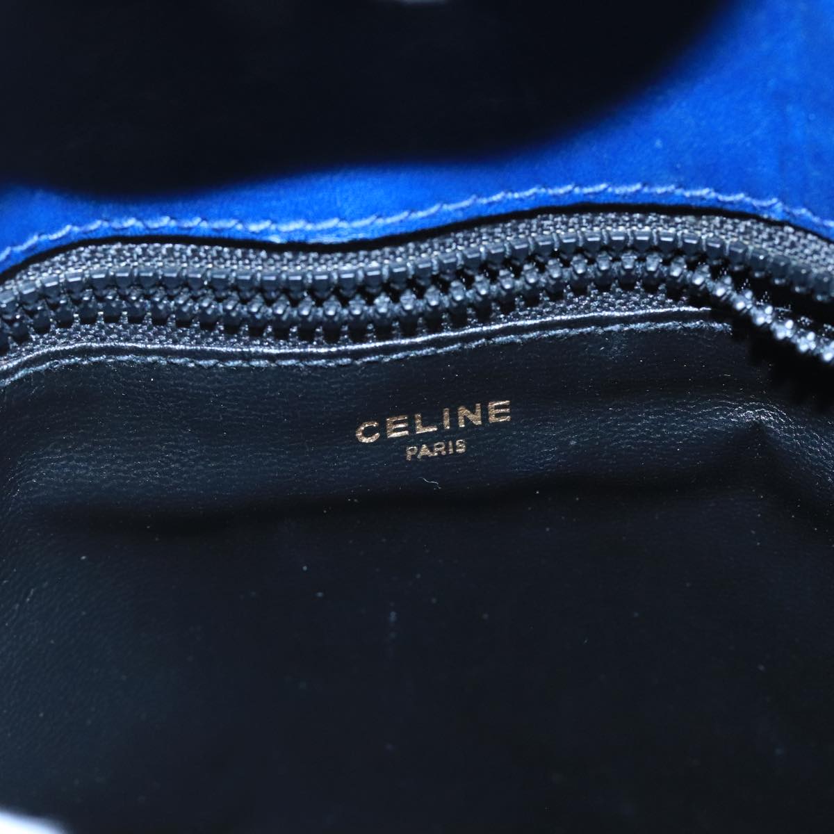 CELINE Macadam Canvas Hand Bag Blue Gold Auth 98298