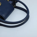 CELINE Macadam Canvas Hand Bag Blue Gold Auth 98298-7