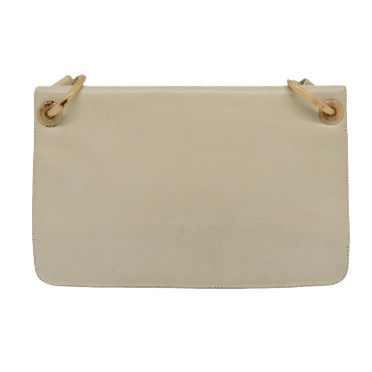 PRADA Shoulder Bag Leather White Auth 98309 - 0