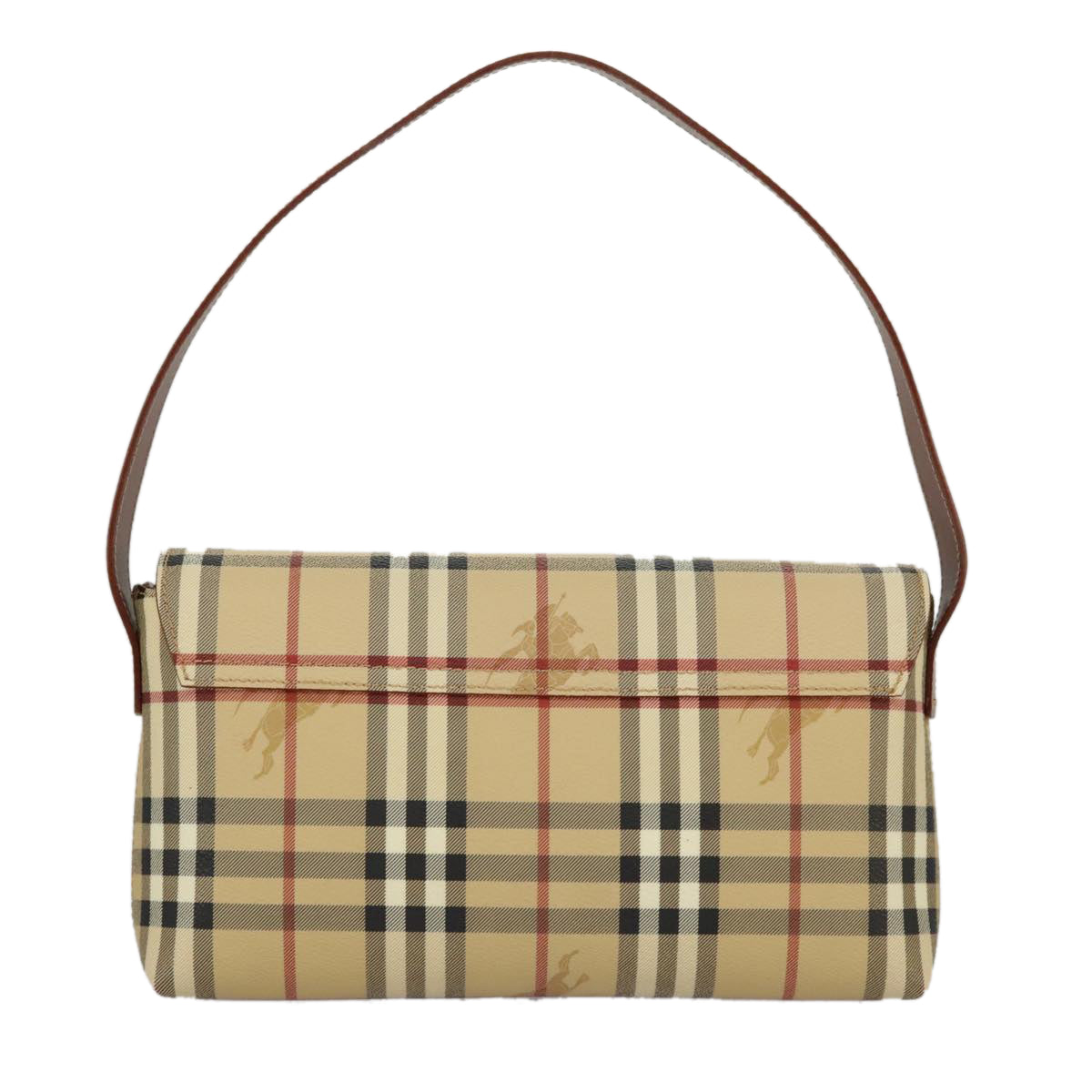 BURBERRY Nova Check Shoulder Bag PVC Beige Gold Auth 98328 - 0