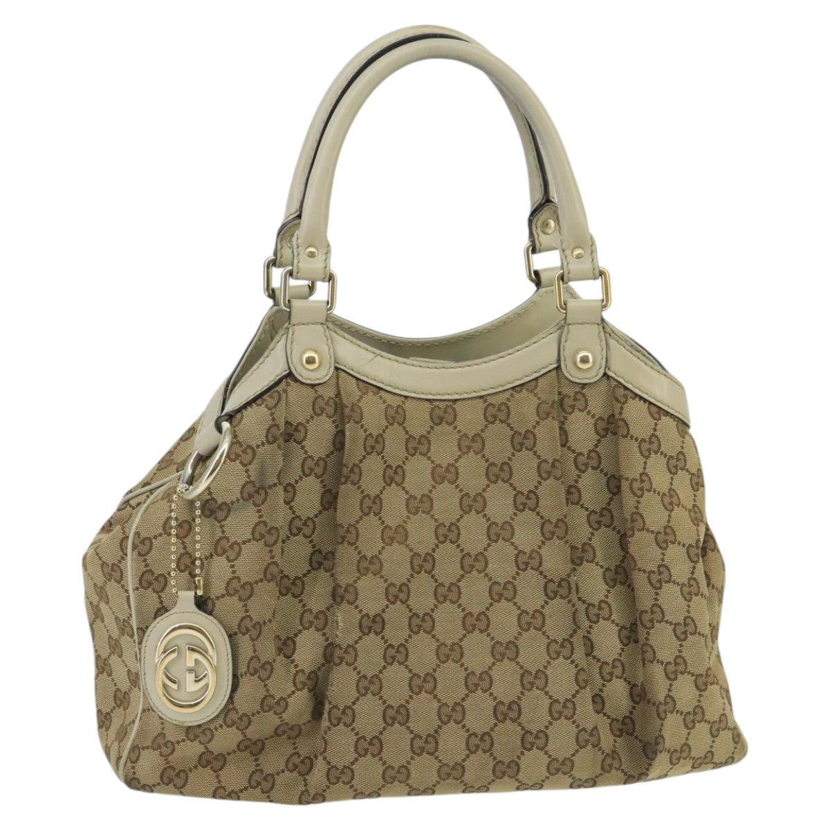 GUCCI GG Canvas Tote Bag Beige Gold 211944 Auth 98334