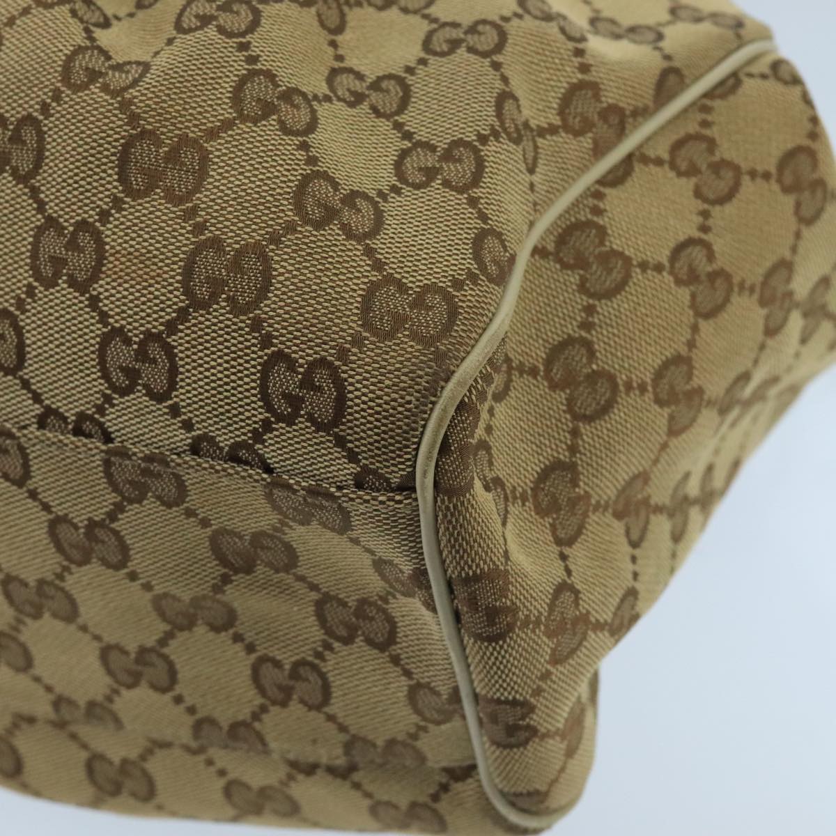 GUCCI GG Canvas Tote Bag Beige Gold 211944 Auth 98334