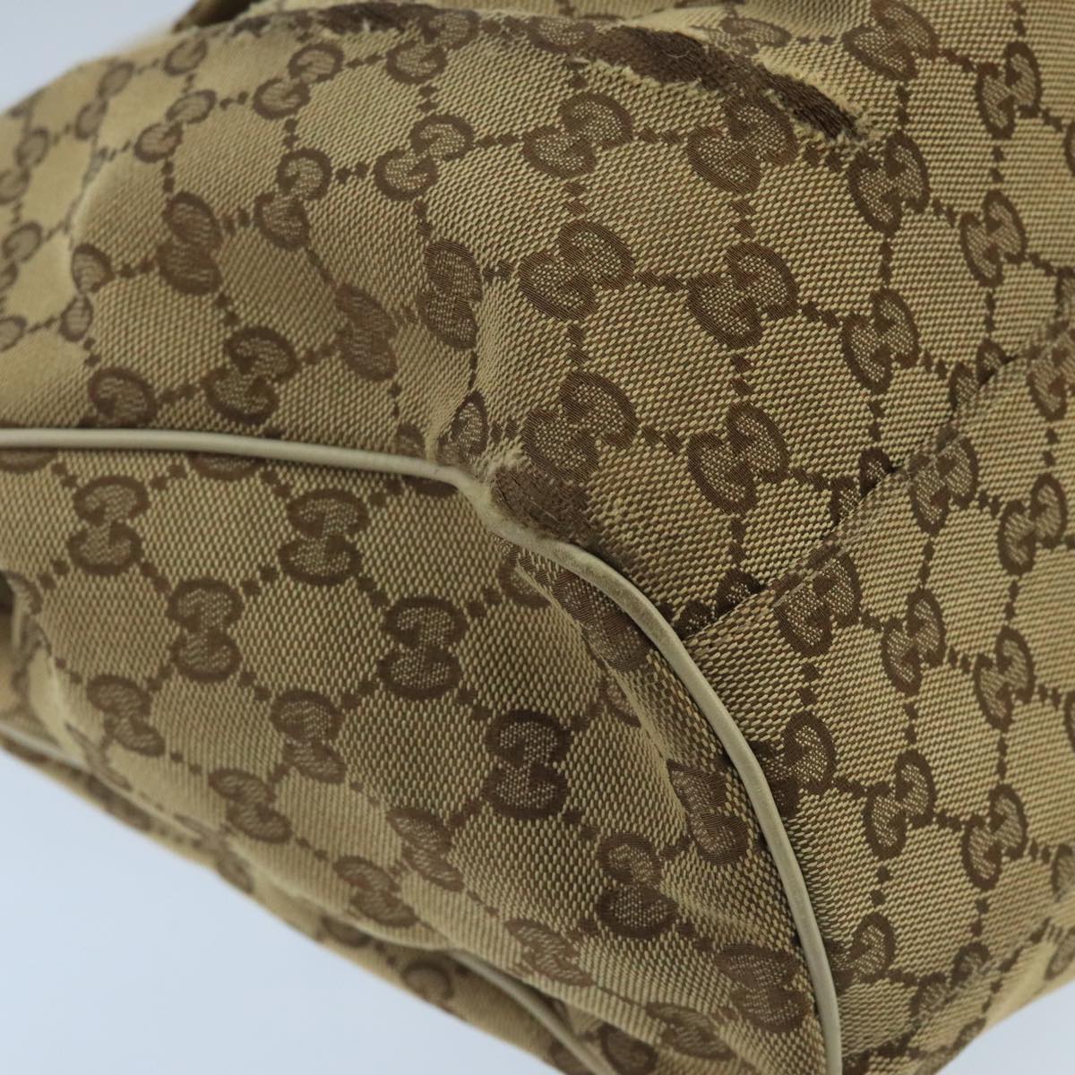 GUCCI GG Canvas Tote Bag Beige Gold 211944 Auth 98334