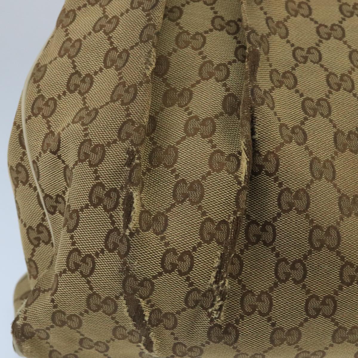 GUCCI GG Canvas Tote Bag Beige Gold 211944 Auth 98334