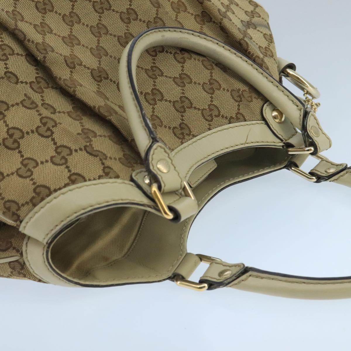 GUCCI GG Canvas Tote Bag Beige Gold 211944 Auth 98334