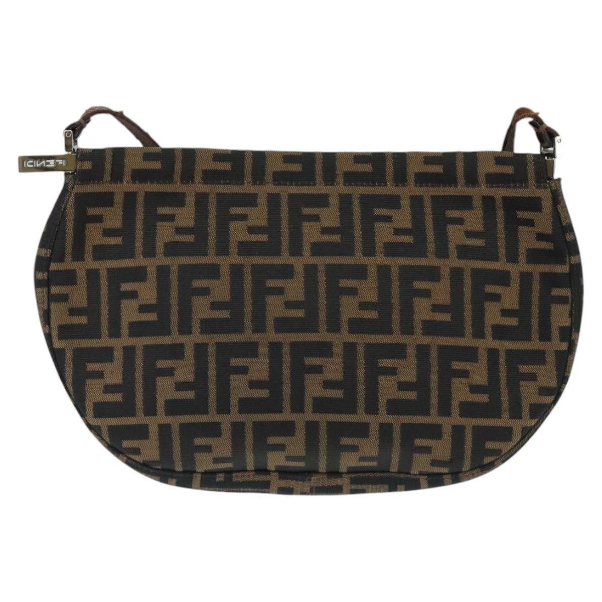 FENDI Zucca Canvas Shoulder Bag Brown Black Auth 98351 - 0