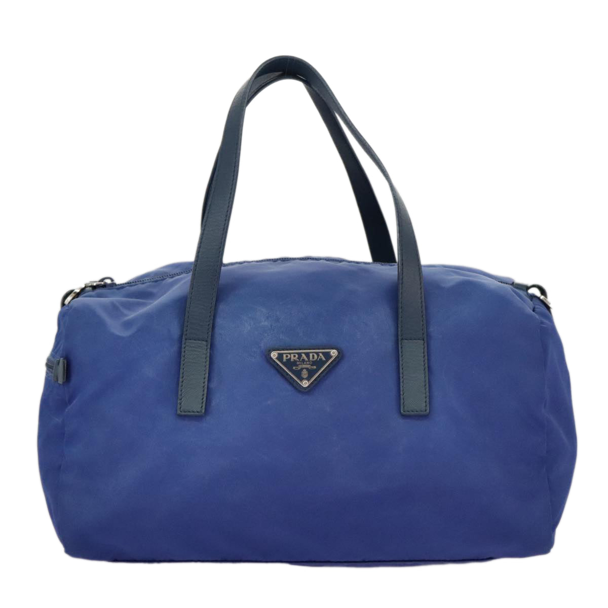 PRADA Hand Bag Nylon 2way Blue Silver Auth 98360