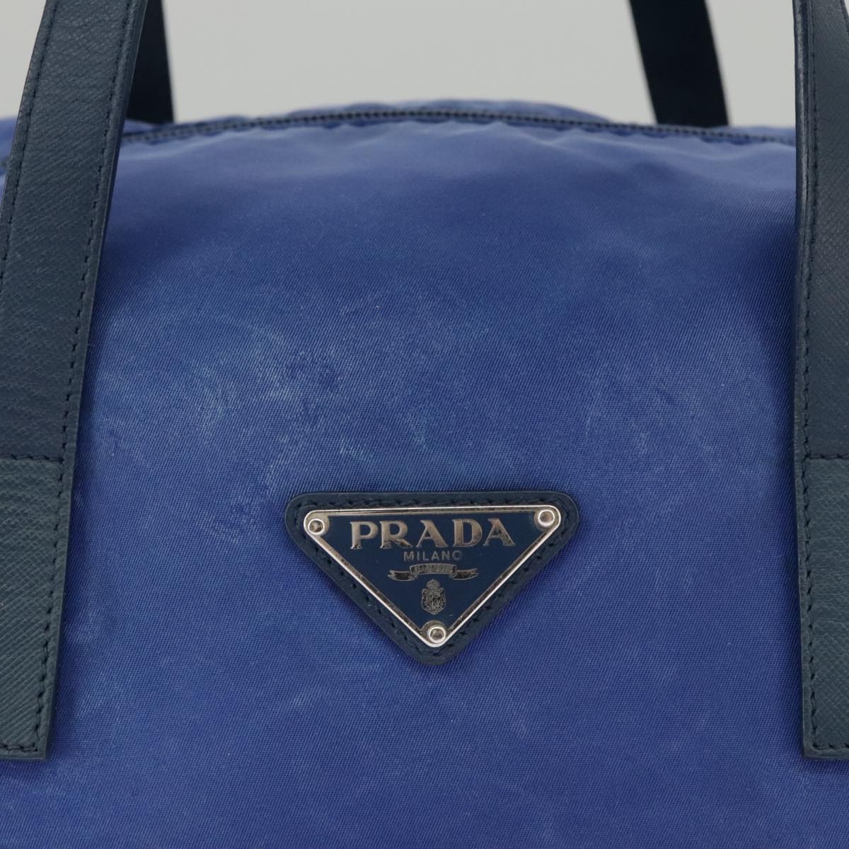 PRADA Hand Bag Nylon 2way Blue Silver Auth 98360 - 0