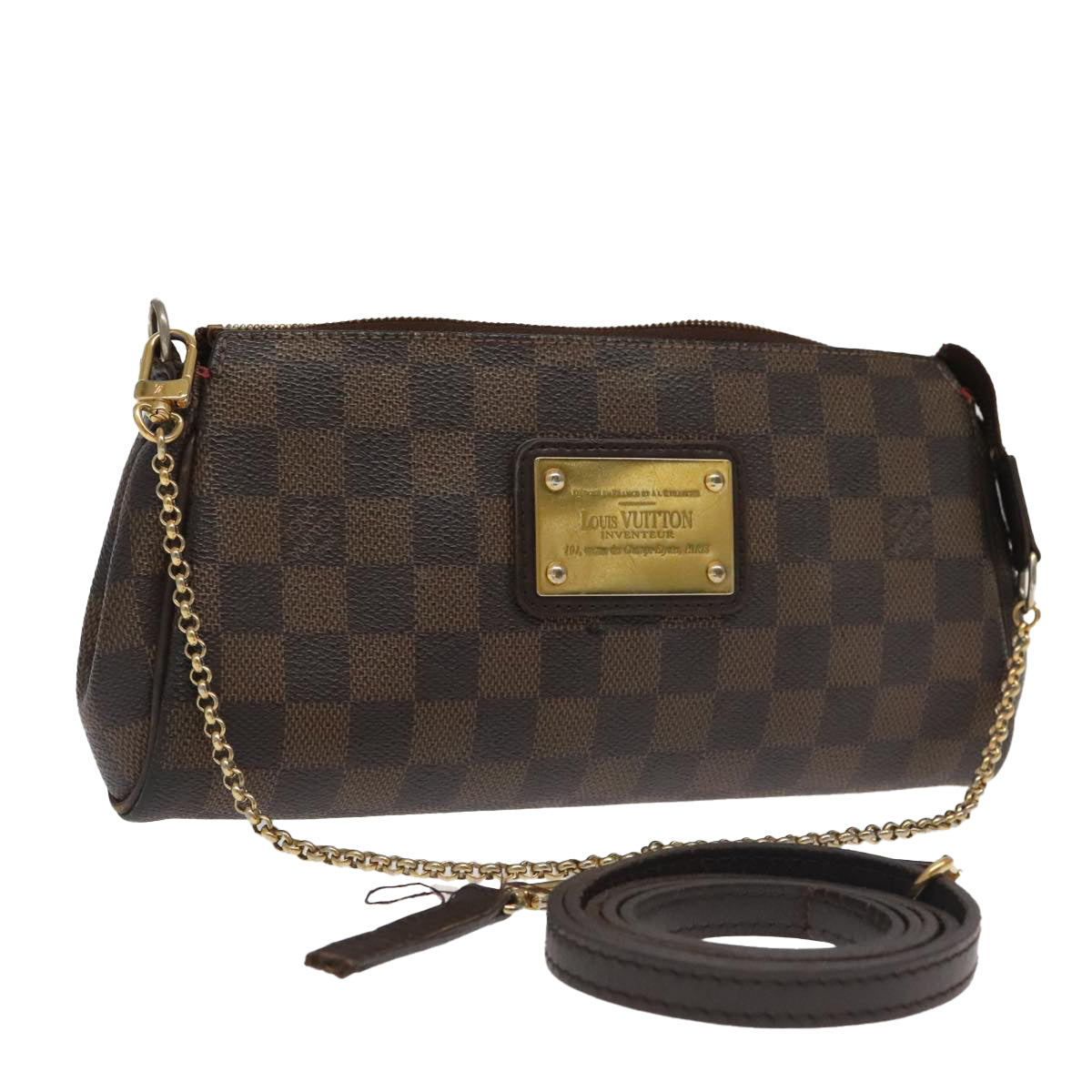 LOUIS VUITTON Damier Ebene Eva Shoulder Bag 2way N55213 LV Auth 98361