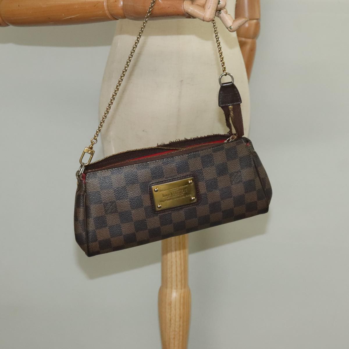 LOUIS VUITTON Damier Ebene Eva Shoulder Bag 2way N55213 LV Auth 98361